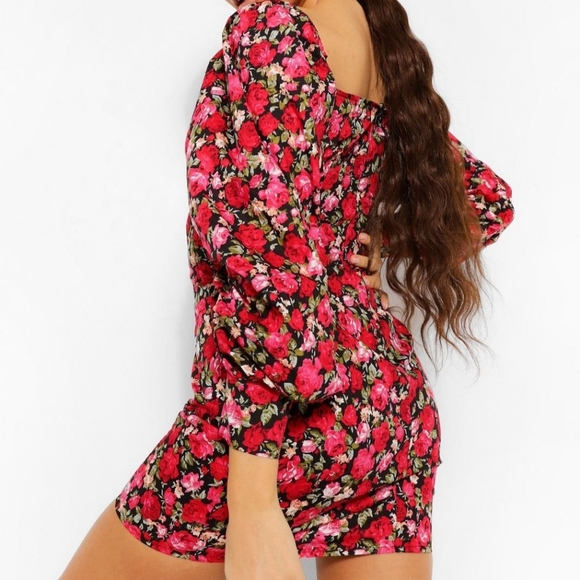 Boohoo Petite Corset Style Puff Sleeve Mini Dress Size 2 - Picture 2 of 11